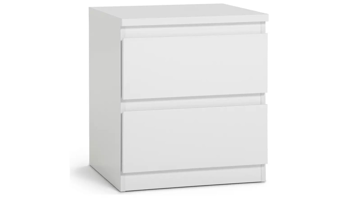 Assembled Habitat Jenson 2 Drawer Bedside Table - White Gloss